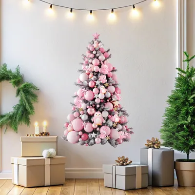 Produktbild von Decords Wandtattoo – rosa Weihnachtsbaum, 260 cm
