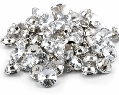 50 Kristallknöpfe mit Metallöse, klar, 25 mm, für Polster & DIY