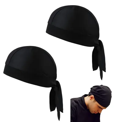 2er-Pack schwarze elastische Kochmützen, verstellbar, Unisex
