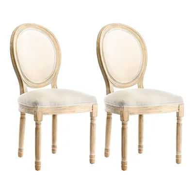 Image de HomeMiYN Chaises de salle à manger x2 : cadre beige, tissu mélangé beige - 56x50x94,5 cm