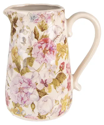 Produktbild von Clayre & Eef Dekorative Kanne 16x11x18 cm Rosa Beige Keramik Blumen