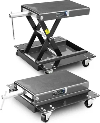 Produktbild von Bituxx  Rollbarer Motorrad Heber Hebebühne Montagebock mechanischer Scherenheber Montageständer Rangierheber Lift bis 500kg Grau/Schwarz MS-19533