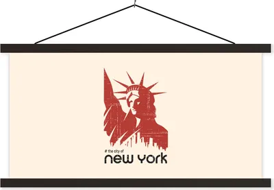 Produktbild von MuchoWow® Textilposter New York - Rosa - Freiheitsstatue 120x60 cm mit schwarzem Rahmen - Dekoration Schlafzimmer