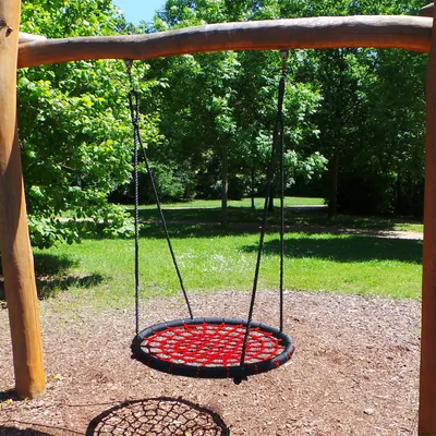 Productafbeelding van XXL Hangschommel, 120 cm, ronde schommel, schommel met teller, netschommel, draagvermogen 200 kg - rood
