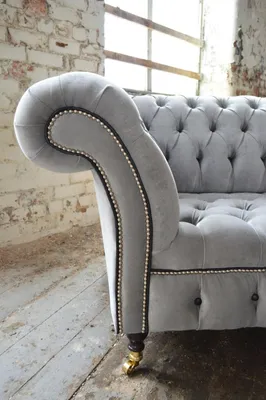 Produktbild von Graue Chesterfield Sofa Couch Design Polster Sofas Couchen Stoff Textil Leder