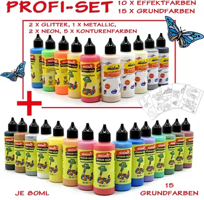 Produktbild von Window Color Profi-Set 25 Farben Fenstermalfarbe Fensterfarbe Malfarbe Glasfarbe