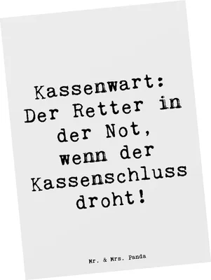 Produktbild von Mr. & Mrs. Panda Postkarte Spruch Kassenwart Held - Weiß - Geschenk, Berufspassion, Fotokarte, Geschenke für Berufstätige, Beruf, Stabilität, Grußkarte, Berufsprodukte