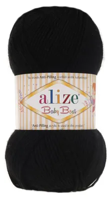 100g Strickgarn ALIZE Baby Best 60 schwarz Babywolle