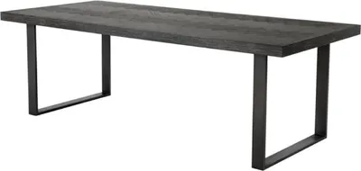 Produktbild von Casa Padrino Luxus Esstisch mit Eichenfurnier Tischplatte Schwarz / Bronze 230 x 100 x H. 75,5 cm - Luxus Esszimmermöbel