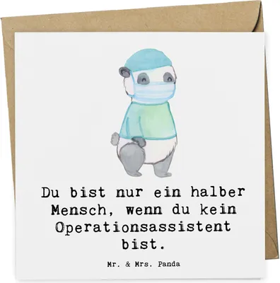 Produktbild von Mr. & Mrs. Panda Glückwunschkarte Operationsassistent Herz - Weiß - Geschenk, doppelkarte, Lustig, Ausbildung, Spruch, faltkarte, anlasskarte, Klappkarte, Grußkarte, OTA