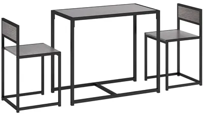 Immagine prodotto di Set da bar composto da un tavolo e due sedie | Colore: Grigio | Dimensioni: 90x47x76 cm