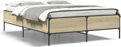 Produktbild von vidaXL Bettgestell Sonoma-Eiche 140x200 cm Holzwerkstoff und Metall