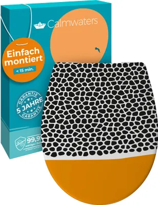 Produktbild von Calmwaters® WC Sitz Motiv Animal Print einfache Montage, Toilettendeckel bis 250 kg,  EU, antibakterieller Duroplast, Absenkautomatik, 2 Montage Optionen, abnehmbar, Klobrille, oval