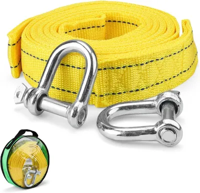Productafbeelding van Touwlijn 4 m x 4.2 cm, Sterke Sleepkabel tot 5 ton, Inclusief Opbergtas en 2 Haken