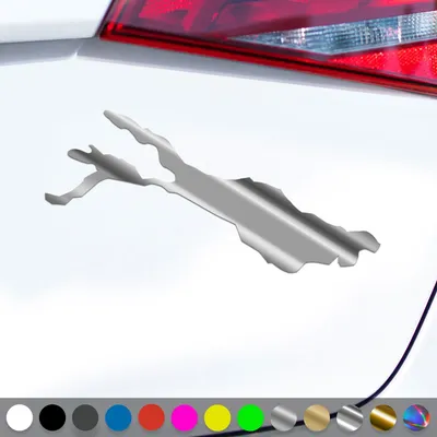 Produktbild von PantherPixel Bodensee Aufkleber Umriss Campen Mainau Lindau Sticker Auto Geschenkidee Farbe Chrom-Silber