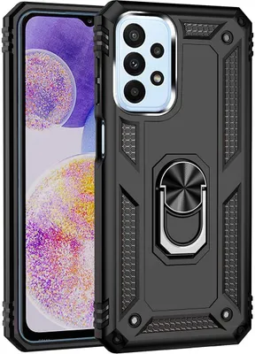 Produktbild von Mobigear Armor Ring  Samsung Galaxy A23 Hülle Hardcase Backcover Stoßfest mit Ringhalter - Schwarz