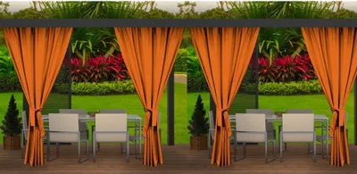 Zdjęcie produktu dla Zasłony ogrodowe 155x200cm pomarańczowe 4 szt | zasłony na taras balkon | zasłony zewnętrzne wodoodporne | zasłony do ogrodu | zasłony na zewnątrz