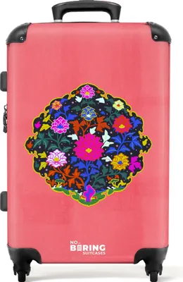 Produktbild von NoBoringSuitcases.com® Großer Koffer - Blumen - Pflanzen - Rosa - Abstrakt - Kunst - Kombinationsschloss TSA - Hartschalen Trolley 4 Rollen - 72 liter - Reisekoffer - 66 cmKoffer Mittelgroß 67x43x25 cm, 72L,