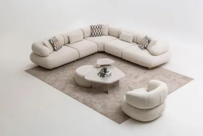 Produktbild von Exklusive Sofagarnitur Designer Eksofa Sessel Beistelltisch Hocker