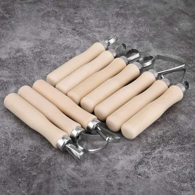 10-teiliges Kleischnitzwerkzeug-Set mit Holzgriff