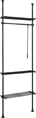 Immagine prodotto di Sistema di stoccaggio telescopico - 1 asta - 3 ripiani - Nero - Acciaio - L (52-80) x A (233-300) cm