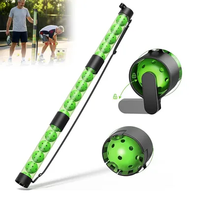 Produktbild von Pickleball Ballsammler 17 Bälle, Ball Retriever mit Schultergurt, rückenschonender Ballaufheber für Pickleball Training, verstellbar und tragbar als Zubehör