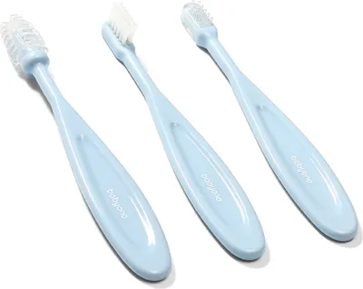 Produktbild von BabyOno Zahnbürstenset, 3-teilig - blau