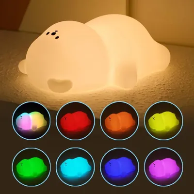 Produktbild von LED Nachtlicht Silikon Birne Touch Nachtlampe USB-Aufladbar mit Timer,7 Farbe dimmbar, Schlaflicht Kinderzimmer tragbare Schlafhilfe Stilllicht,Gesche