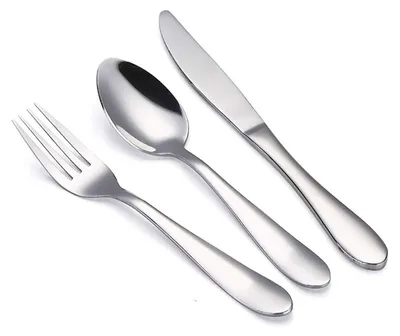 Immagine prodotto di Set di posate per bambini, 3 pezzi, acciaio inossidabile 18/10 (forchetta, cucchiaio, coltello), finitura argento