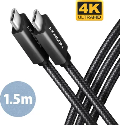 Produktbild von Axagon BUCM32-CM15AB SPEED+ USB-C <> USB 20Gbps/100W Kabel 1.5 m, 1,5 m, USB C, USB C, USB 3.2 Gen 2x2, 20 Gbit/s, Schwarz