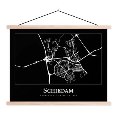Obrázek produktu pro MuchoWow® Textilní plakát - Mapa - Schiedam - Plánek města - 60x45cm - S hnědými lamelami
