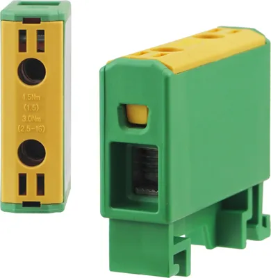 Produktbild von Universalklemme Hutschiene Leitungsklemme Anschlußklemme Klemmblöcke 16mm² Gelb/Grün
