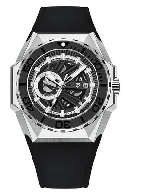 Immagine prodotto di Orologio da uomo Pagani Design, movimento automatico, cinturino in vera pelle, nero/nero