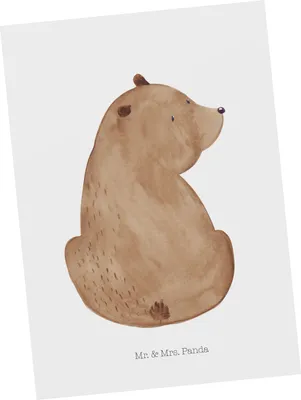 Produktbild von Mr. & Mrs. Panda Postkarte Bär Schulterblick - Weiß - Geschenk, Ansichtskarte, Motivation, Selbstachtung, Weltansicht, Weisheit, Grußkarte, Bären, Fotokarte, bildkarte