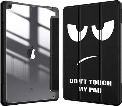 Produktbild von Fintie Hybrid Hülle für 10.2 Zoll iPad 9. Generation 2021/8. Gen 2020/7. Gen 2019 mit Stifthalter - Stoßfeste Schutzhülle mit transparenter Hartschale auf der Rückseite, Don't Touch