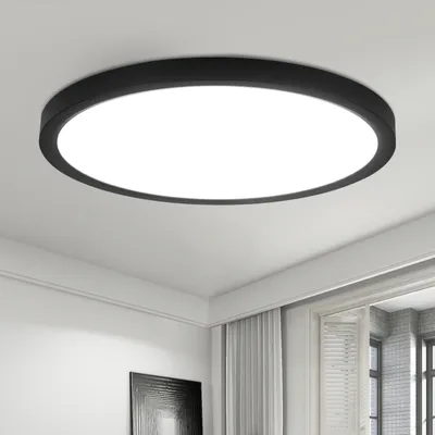 Produktbild von ZMH Deckenlampe Schwarz LED Deckenleuchte Ø30cm Badezimmerlampe Flach Rund Kaltweiß Schlafzimmerlampe Küchenlampe 24W Flurlampe Badlampe Küche Flur