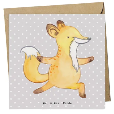 Produktbild von Mr. & Mrs. Panda Klappkarte Kinderyogalehrer Herz - Grau Pastell - Geschenk, doppelkarte, Grußkarte, faltkarte, Glückwunschkarte, anlasskarte