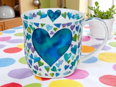 Produktbild von DUNOON Becher Cumbrae Big Love blau 450 ml Bone China Kaffeetasse 102mm Teetasse