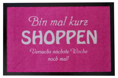 Produktbild von Tür Matte Fuß Abtreter BIN MAL KURZ SHOPPEN 60x40 cm Spruch Schmutzfang Matte