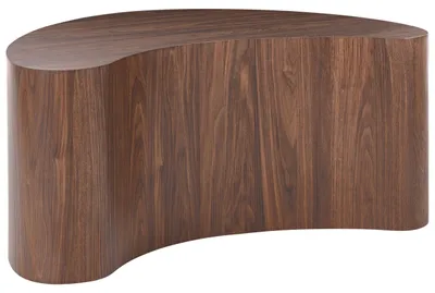 Produktbild von BELIANI Couchtisch Dunkelbraun MDF Holzoptik Asymmetrisch Nierenform Modernes Japandi Design Teetisch Sofatisch Kaffeetisch für Wohnzimmer