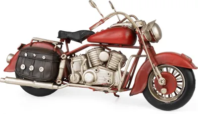 Image de Moritz Décoration en tôle Moto avec bagage rouge Décoration en tôle Modèle réduit de voiture Rétro Pièce de collection Vintage Décoration Nostalgie Style antique