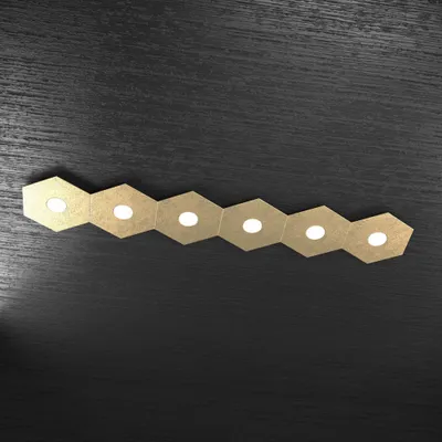 Immagine prodotto di Plafoniera Moderna Hexagon Metallo Foglia Oro 6 Luci Led 12X6W