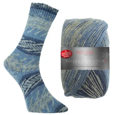 Produktbild von Pro Lana FJORD SOCKS 100 g 4-fach Norweger-Sockenwolle mit zauberhaftem Norwegermuster 420 m Farbe 197 - dunkelblau color
