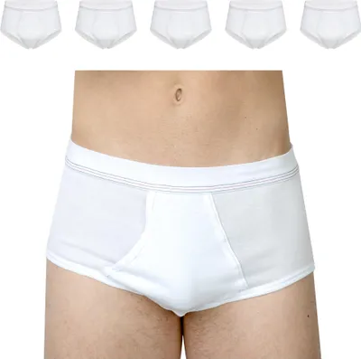 Produktbild von SES Feinripp Unterhosen Herren Weiß 5er Pack L aus 100% Baumwolle / kochfeste Herren Unterhosen mit Eingriff und Weichbund / Unterhosen Männer aus hochwertigem Feinripp