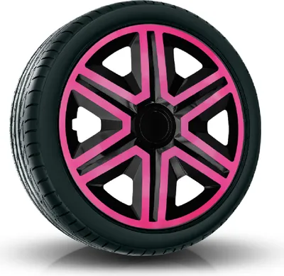 Produktbild von Radkappen Radzierblenden EINZELN (1Stück) 15 Zoll pink/schwarz ACTION Z458243