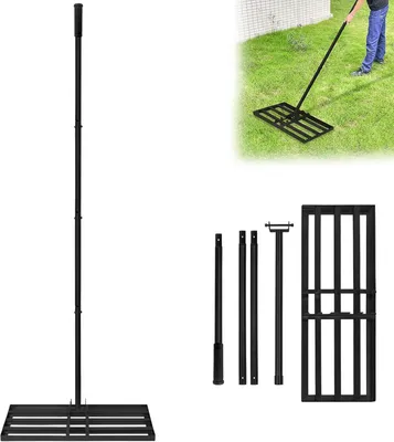 Immagine prodotto di QEENTOE, raschiapiano per la manutenzione del prato da golf, con manico, dimensioni 25 x 75 cm, colore nero, utilizzabile su campi da golf, campi da calcio, nonché in giardini privati