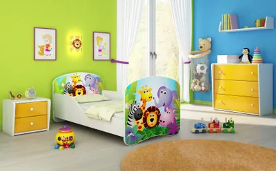 Image de ACMA I Lit d'adolescent Lit d'enfant Lit junior Set complet avec matelas Sommier blanc 01 Zoo 160x80