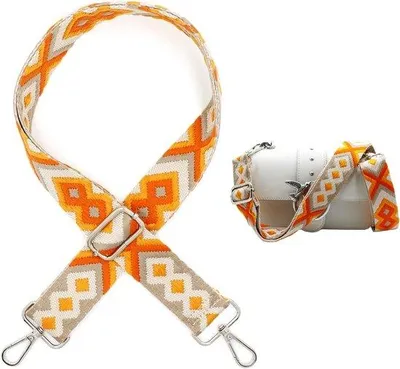 Productafbeelding van Ibenzoa® Verstelbare schouderband met boho-design, oranje, 3,8 cm breed – flexibele en duurzame draagriem voor tops, blouses en jassen
