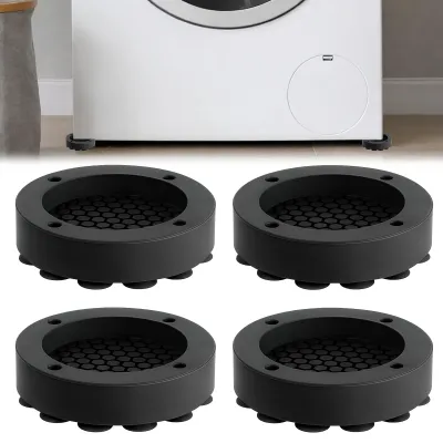 4 Vibrationsdämpfer für Waschmaschine, Anti-Vibrationsfüße, schwarz