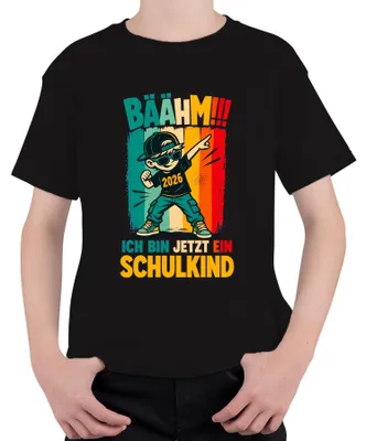 Productafbeelding van Bäähm, ik ben nu een schoolkind. Jongens, eerste klas, ABC-thema, kinder T-shirt, zwart, maat 152
